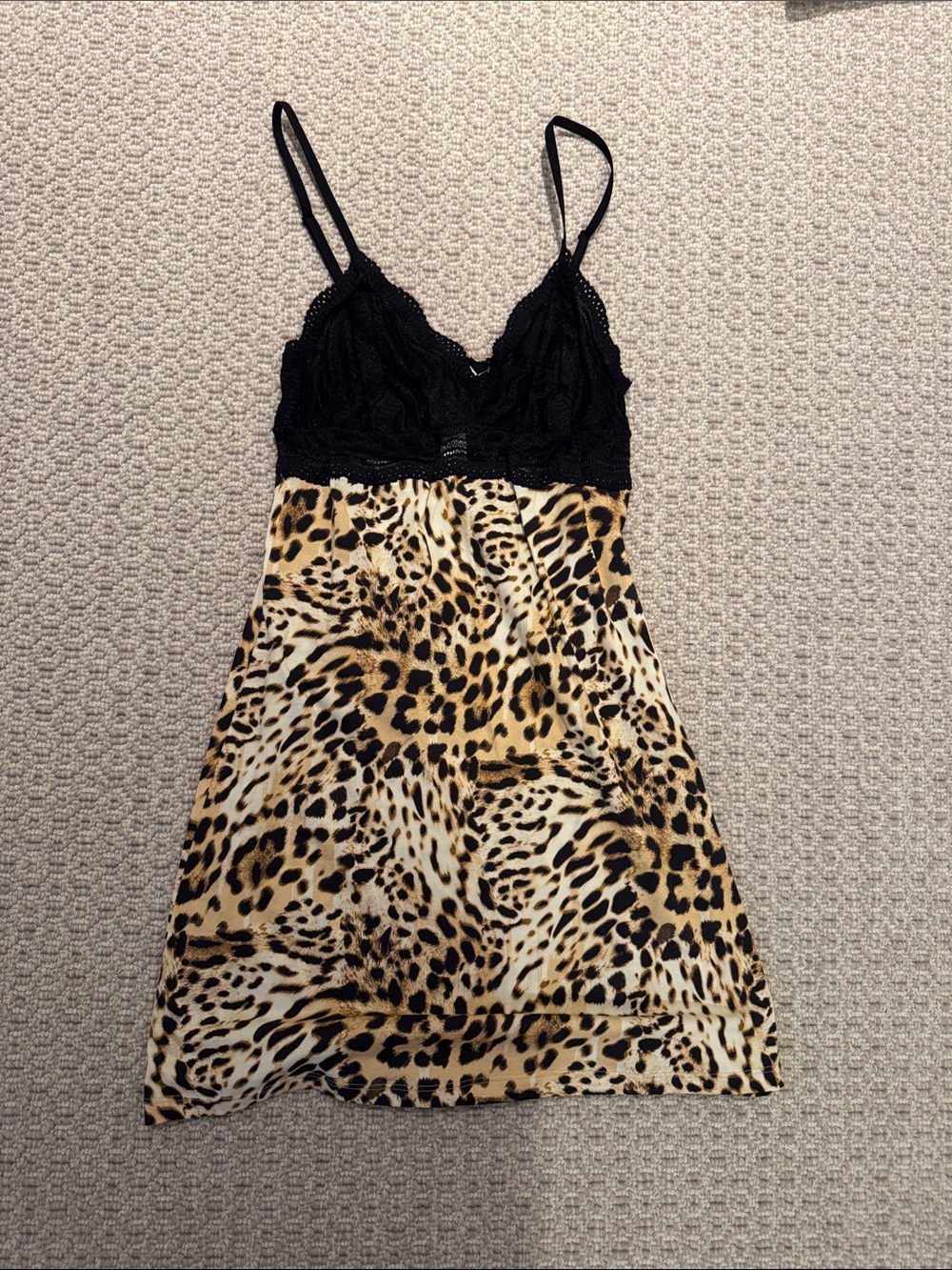 Cosabella Black Lace Bodice Leopard Print Chemise